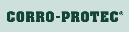 CORRO-PROTEC logo. Dark green font on light green background.